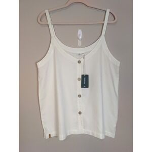 Tentree Women Sleeveless Cloud White Tank Button Down Top Size‎ Xl